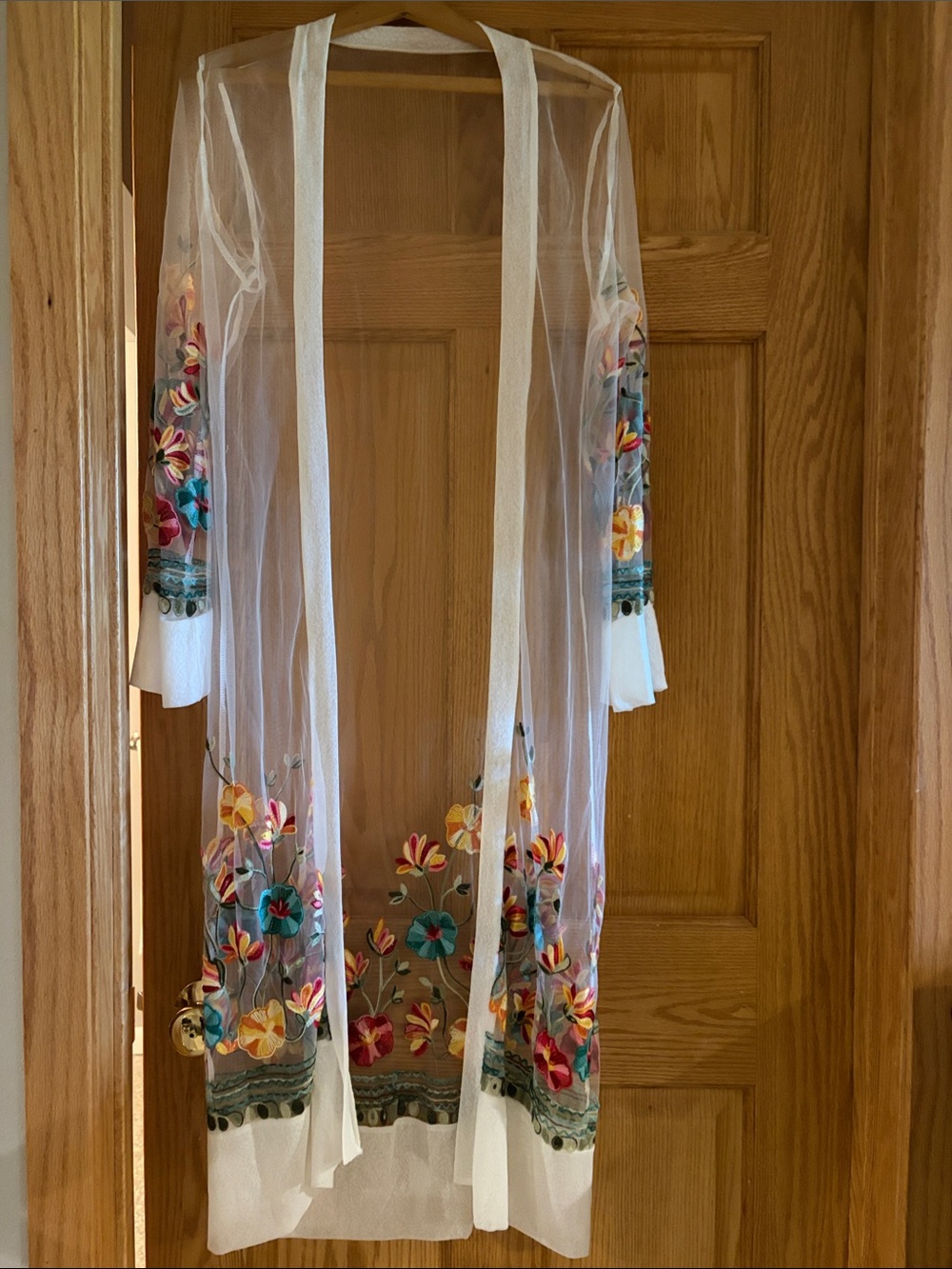 Sheer Embroidered Floral women’s duster